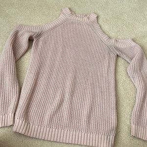 Light pink open shoulder sweater